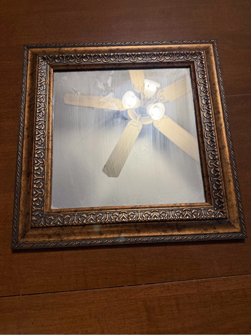 Ornate Square Wall Mirror in Antique Gold